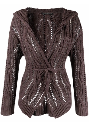 Fabiana Filippi sequin cable-knit hooded cardigan - Brown