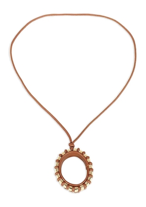 Max Mara leather gold-tone-pendant necklace - Brown