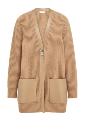 Ferragamo leather-trim buckle cardigan - Neutrals