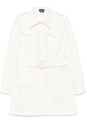 TOM FORD belted shirt mini dress - White