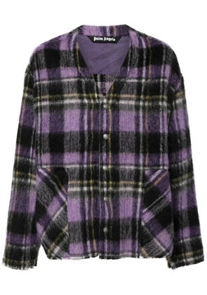 Palm Angels plaid-check cardigan - Purple
