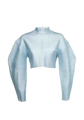 Hervé Léger Pre-Owned textured knit mock-neck top - Blue