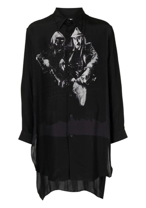 Yohji Yamamoto graphic-print cotton shirt - Black