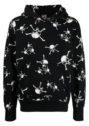 SAINT MXXXXXX skull-print cotton hoodie - Black