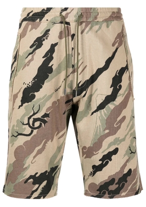 Maharishi Bonsai Forest-print cotton shorts - Brown