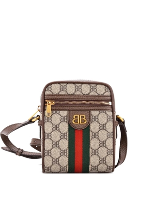 Balenciaga Pre-Owned x Gucci The Hacker Project Zip Messenger Bag BB Coated Canvas Mini crossbody bag - Brown