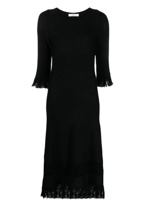 Charlott fringed-edge knitted wool dress - Black