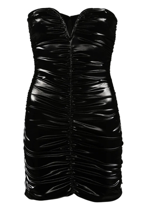 NISSA ruched faux-leather minidress - Black