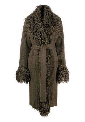 Blumarine fringe belted coat - Green