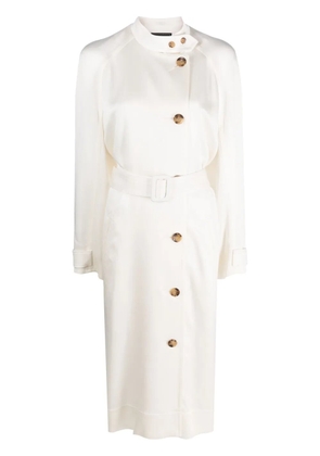 10 CORSO COMO double-breasted belted satin coat - White