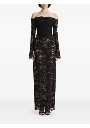 2310 STUDIO off-shoulder lace midi evening dress - Black