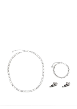 Swarovski Matrix crystal-pearl necklace (set of three) - Silver