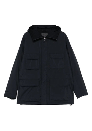 Emporio Armani hooded multi-pocket coat - Blue