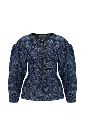 GANNI floral-pattern denim blouse - Blue