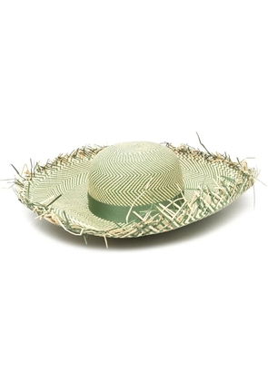Borsalino Pamela frayed straw hat - Green