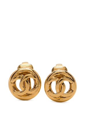 CHANEL Pre-Owned emblem clip-on earrings - Gold