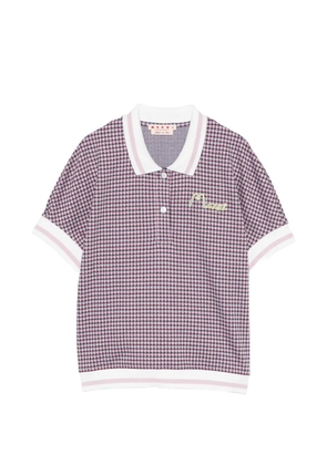 Marni check embroidery polo top - Pink