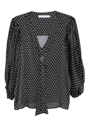 SIMONA CORSELLINI polka-dot tie-neck top - Black