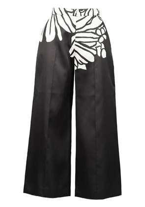 Elie Saab Printed Mikado trousers - Black