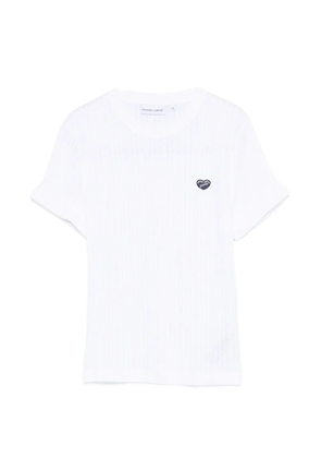Maison Labiche ribbed heart-appliqué T-shirt - White