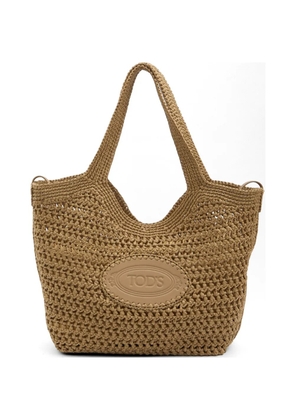 Tod's crochet raffia shopping bag - Neutrals