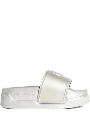 Karl Lagerfeld logo-embossed slides - Silver