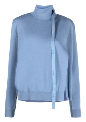 FENDI logo-detail wool sweater - Blue