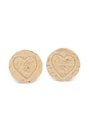 CHANEL Pre-Owned 2019 heart-embellishment earrings - Gold