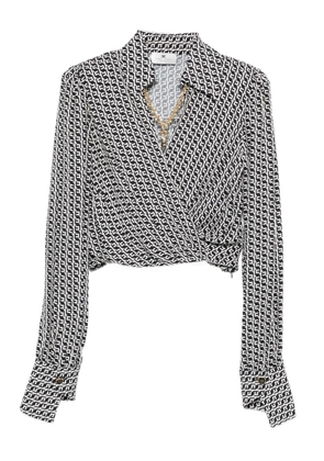 Elisabetta Franchi geometric-print wrap top - Black