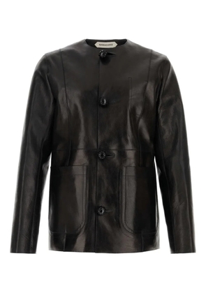 Namacheko crew-neck leather jacket - Black