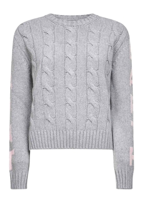 MC2 Saint Barth cable-knit jacquard lettering sweater - Grey