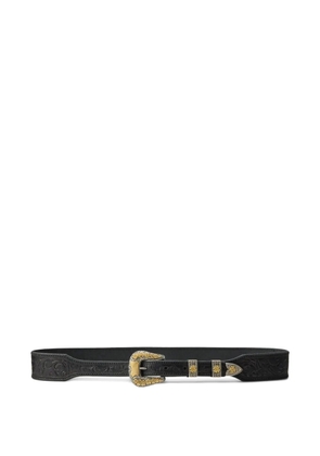 Ralph Lauren Collection floral-buckle leather belt - Black