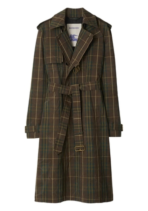 Burberry checked cotton trench coat - Brown