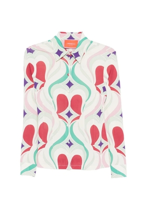La DoubleJ geometric pattern buttoned shirt - White