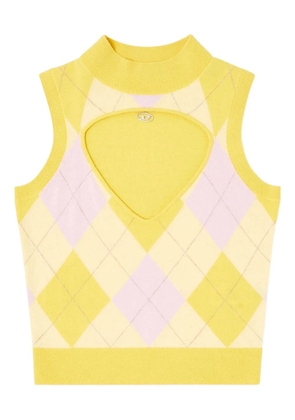 Diesel M-Romko-Sl cutout-neckline wool vest - Yellow
