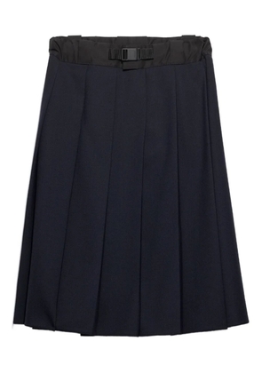 Prada pleated buckle-belt midi skirt - Blue