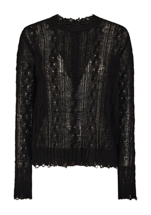 Alanui open-work ruffled jumper - Black