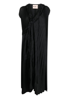 Plan C plissé-effect asymmetric midi dress - Black