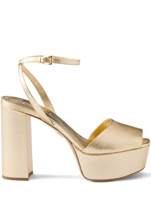 Prada metallic leather platform sandals - Gold
