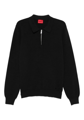 HUGO polo-collar zip-front sweater - Black