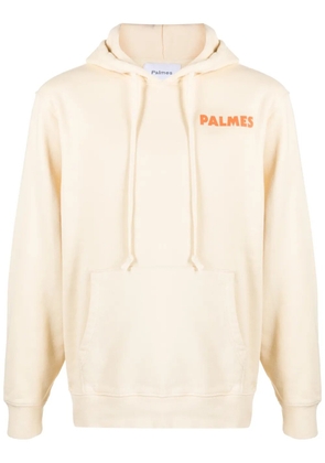 Palmes slogan-print cotton hoodie - Neutrals