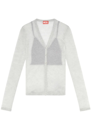 Diesel layered-effect knitted cardigan - Grey
