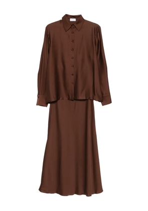 SILKYLICIOUS silk maxi skirt (set of two) - Brown