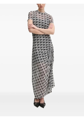 HUGO logo-print gathered maxi dress - Black