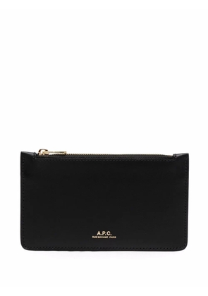 A.P.C. logo zipped wallet - Black