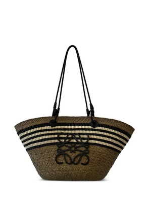 LOEWE x Paula's Ibiza Anagram stripe-detail basket bag - Brown