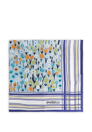 Lanvin floral-print striped scarf - Blue