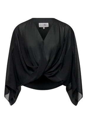MM6 Maison Margiela twisted-front long-sleeve blouse - Black