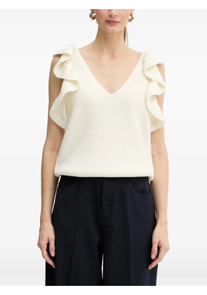 LUISA SPAGNOLI Manubrio ruffled V-neck top - White