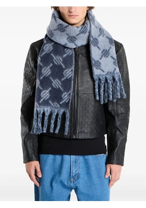 Daily Paper Riyo monogram fringed scarf - Blue